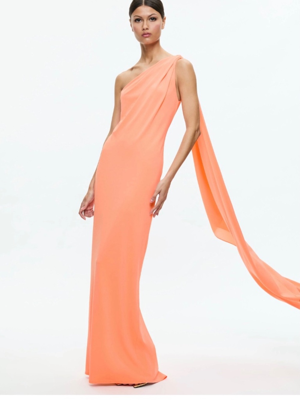 ANJA ONE SHOULDER DRAPED MAXI DRESS
